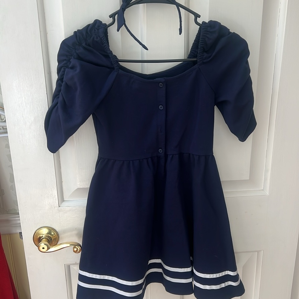 Janie & Jack blue and white sailor dress. Matching headband included. Size 8 G - Picture 5 of 6